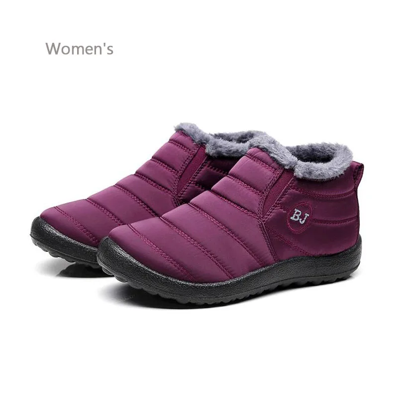 New exhibition Women Boots Winter Plush Inside Antiskid Bottom Keep Warm Waterproof Ankle Ski Boots Booties Women's Shoes 35-46 - Цвет: Women red