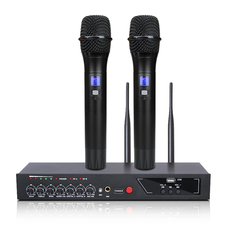 

MU-6S Gold Quality UHF Dual Handheld Bluetooth Wireless Microphone with Receiver for Family KTV Karaoke Home Theater System