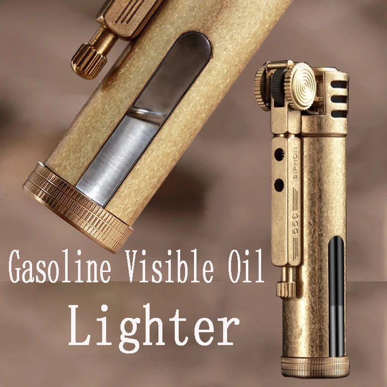 

Petrol can be seen as kerosene lighter old-fashioned nostalgia retro pure copper creative personality wind-proof grinding wheel