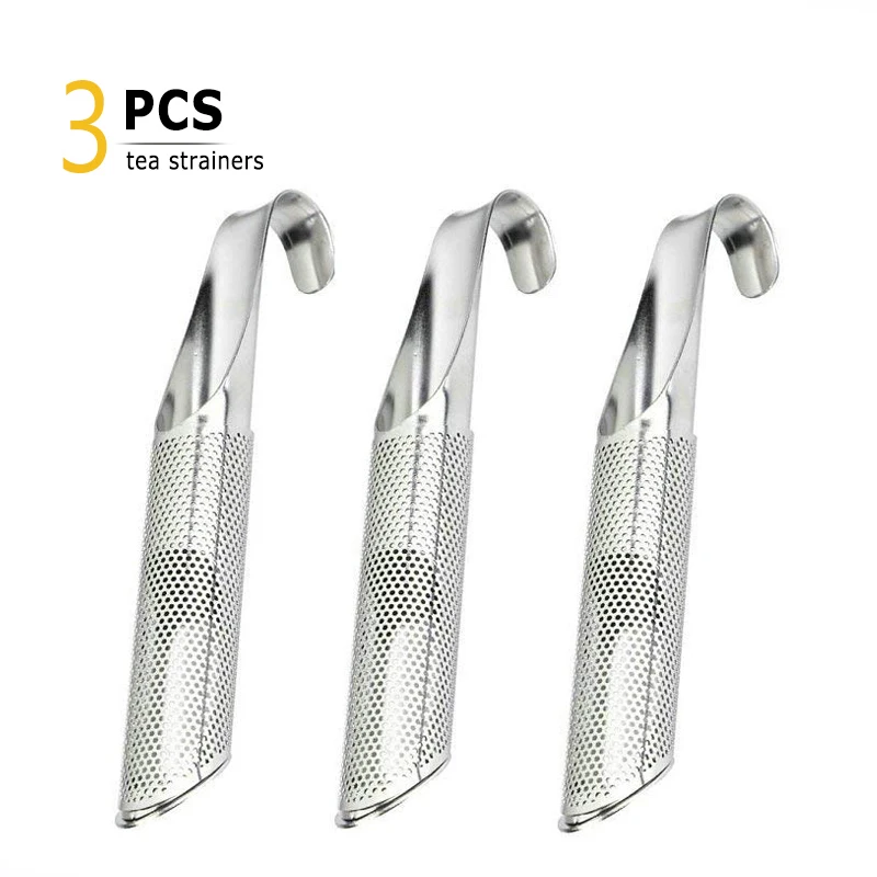

3pcs Tea Strainers Stainless Steel Tea Infuser Pipe Design Loose Leaf Strainer Filter for Mug Black Green Tea Maker Steeper Gift