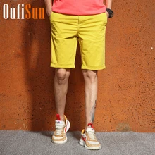 Oufisun мужские летние новые повседневные шорты, хлопок, однотонные, 3 Цвета, до колена, карго, шорты для мужчин, высокое качество