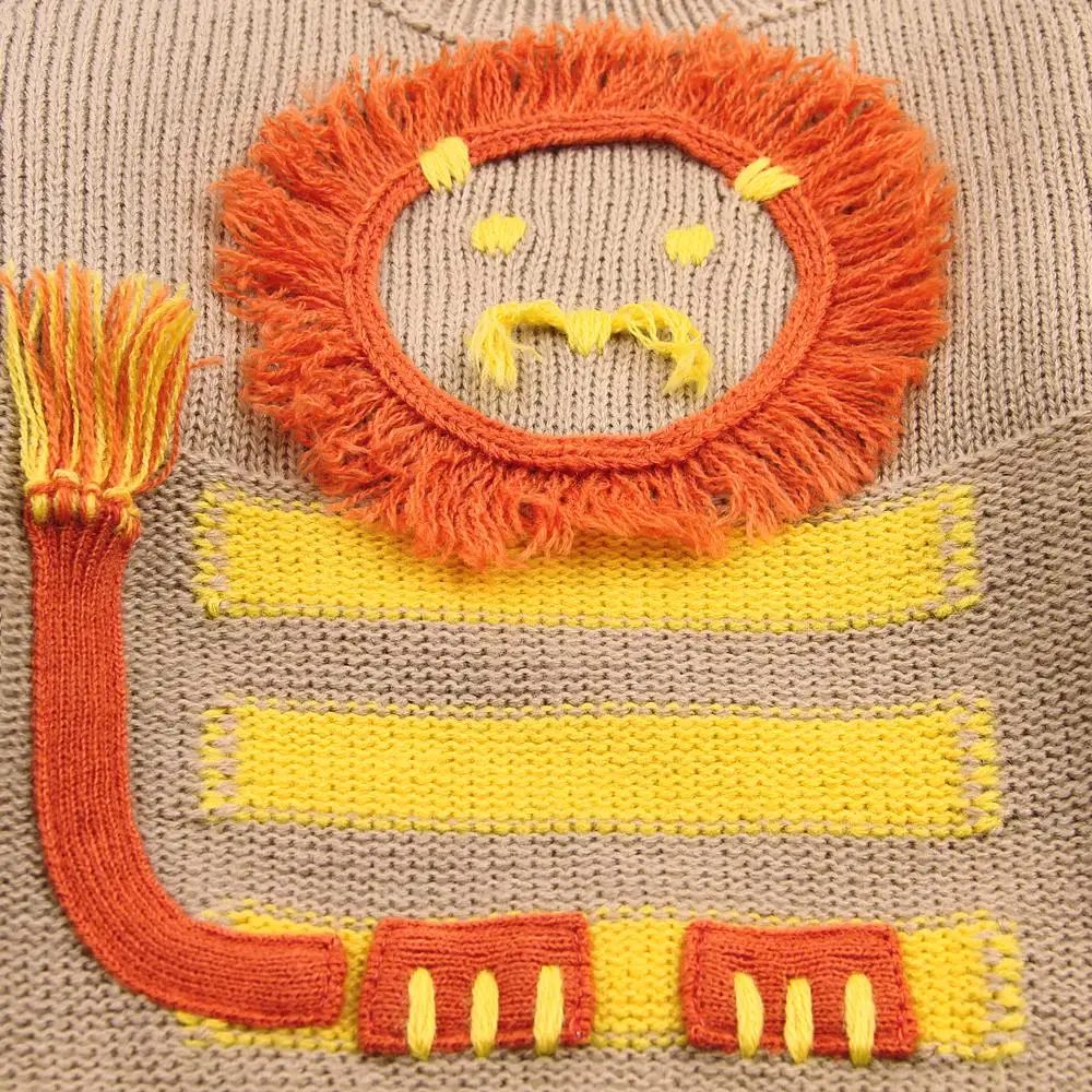 Г. Осенне-зимние свитера для маленьких мальчиков и девочек; хлопковый пуловер с рисунком льва; вязаный свитер для новорожденных; свитер для малышей; одежда