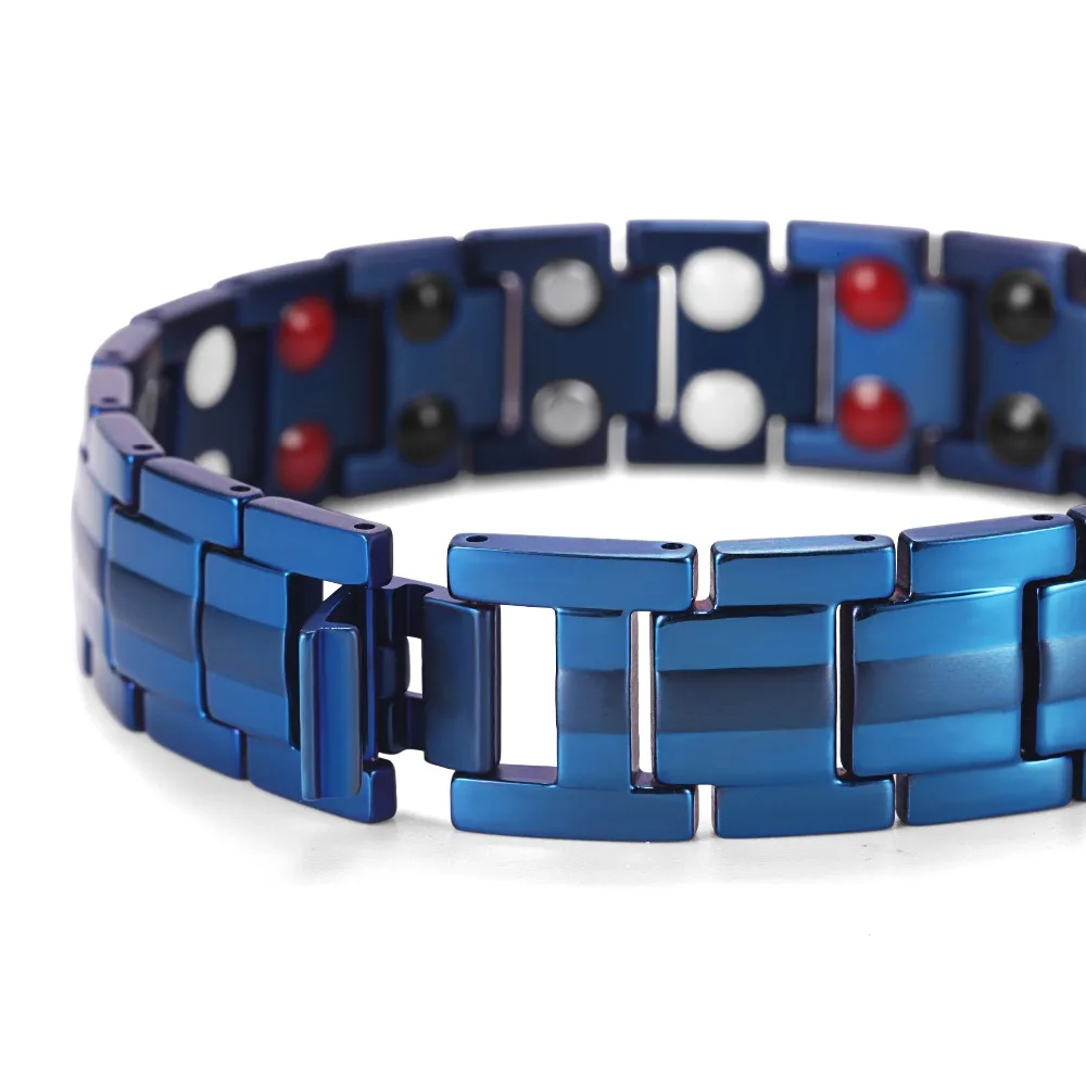 Rainso Германий Браслеты Отрицательные ионы Магнитного Ele Для мужчин ts Титан синий позолоченный браслет Для мужчин аксессуары спорт браслеты