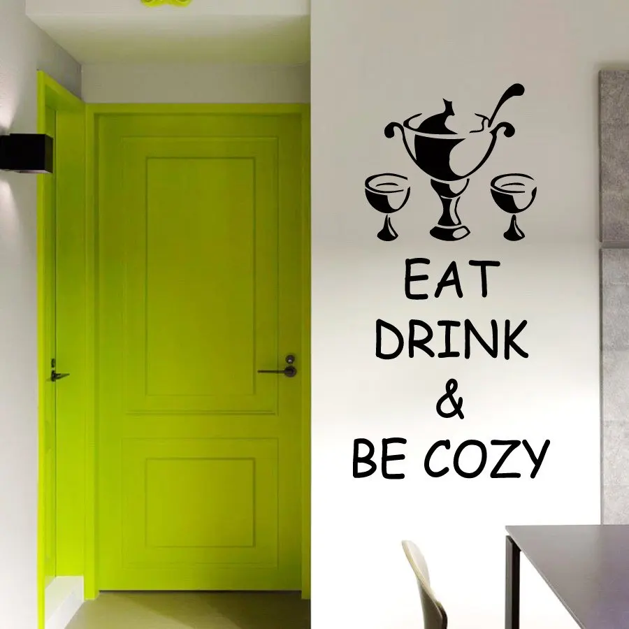 DCTOP Eat Drink And Be Cozy Wine Glasses Wall Sticker Creative