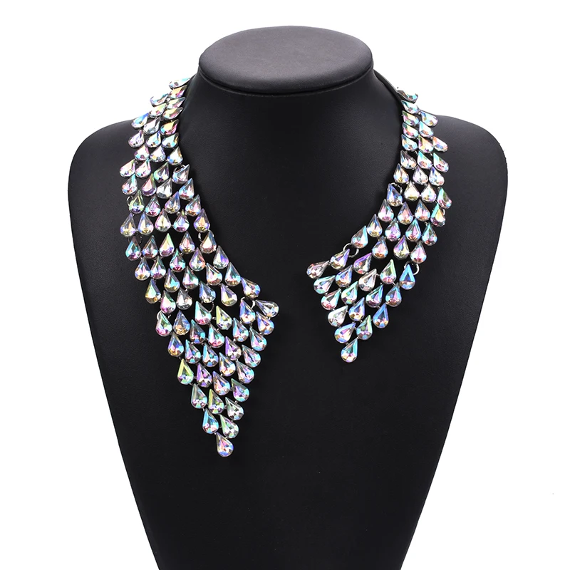 Многослойное роскошное ожерелье-чокер с кристаллами, женское большое ожерелье-ошейник, ювелирное изделие, женское Макси массивное большое ожерелье-чокер