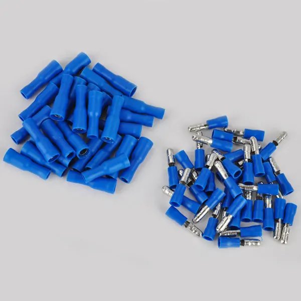 High Quality Blue 50pcs Male +50pcs Female Bullet Connectors Insulated Wire Crimp Terminals
