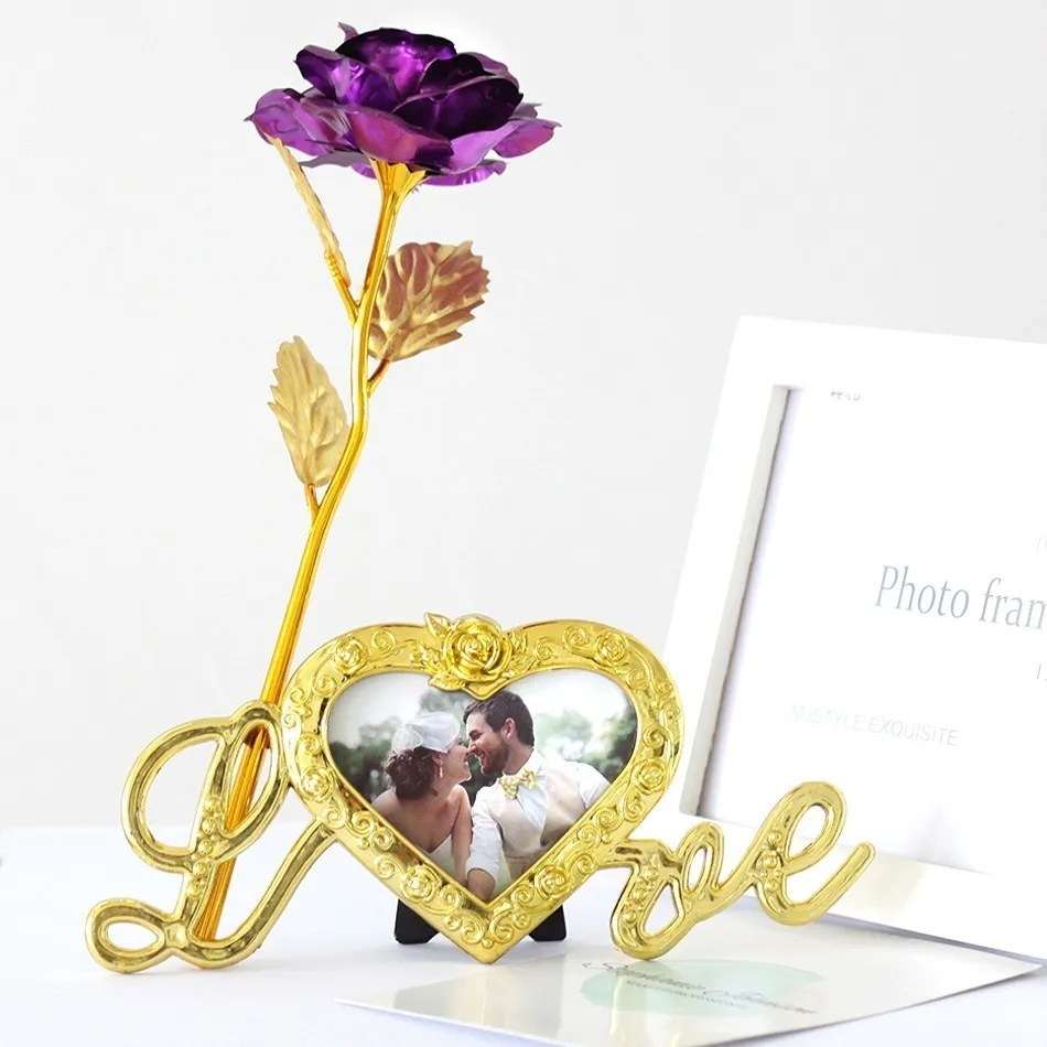 

Foil Plated Rose Gold Rose Wedding Decoration Flower Valentine's Day Gift lover's Rose artificial flower Red Pink Purple Blue