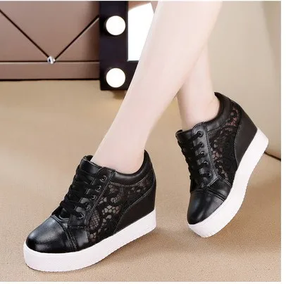Women shoes 2019 fashion summer casual ladies shoes cutouts lace canvas hollow breathable platform flat shoes woman sneakers