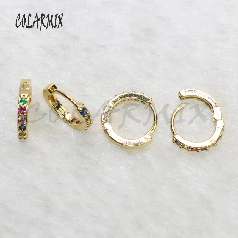 

5 pairs stud hook earrings rainbow crystal hook earrings tiny accessories zircon earrings jewels accessories for women 5579