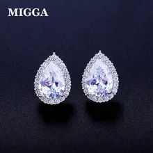 MIGGA изысканный воды капельно AAA кубического циркония серьги модные женские туфли женские вечерние подарок шпильки ювелирные изделия