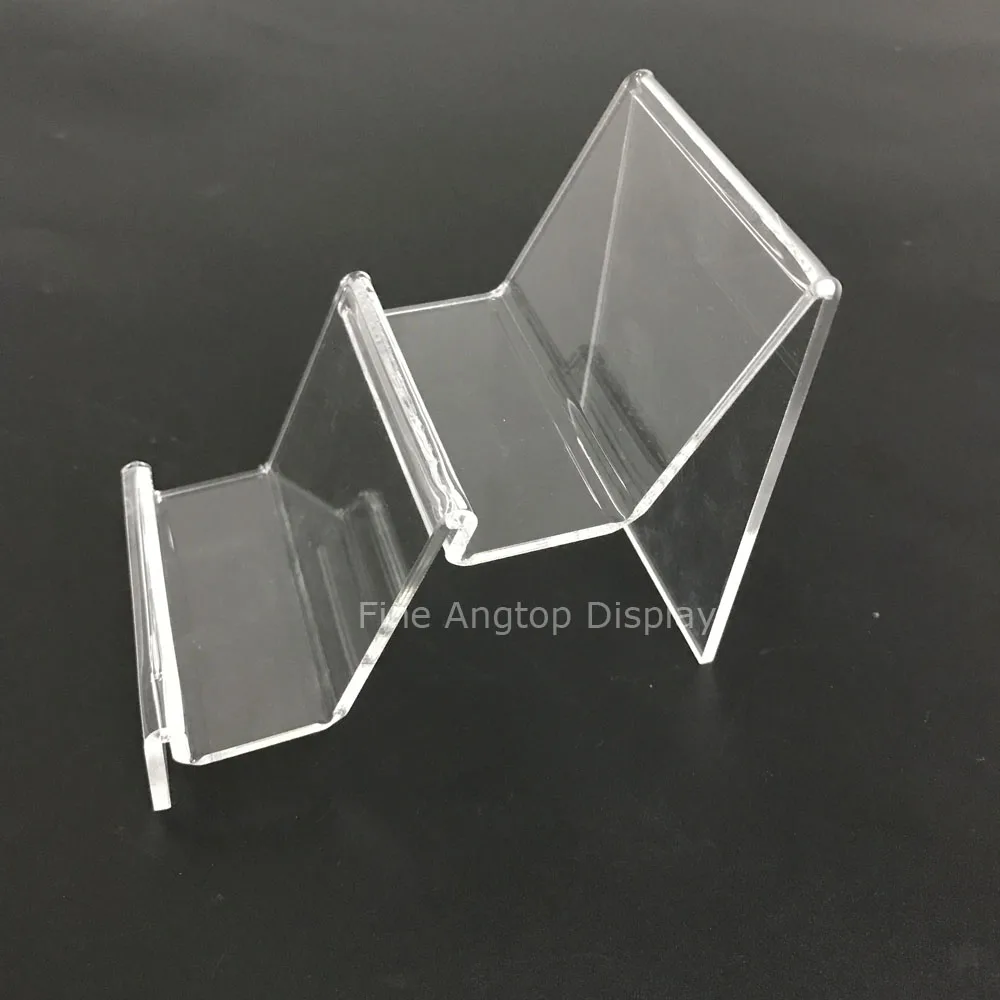 2 Step Acrylic Wallet Riser Clear Display Shelf Plexiglass Purse Stand Holder mobile cell phone stand x type clear acrylic shoes holder wallet purse exhibition table medicine bottle display rack