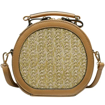 

NEW-Summer New Wave Weaving Package Woven Round Beach Bag Portable Handbags Fashion Korean Diagonal Cross Shoulder Bag