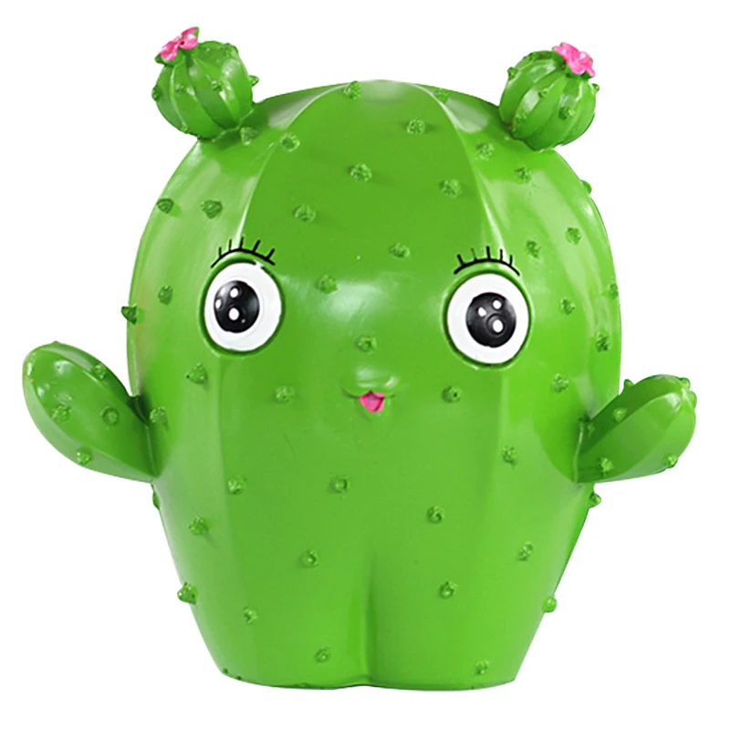 

Europe Cactus Piggy Bank Crafts Home Decor Accessories Cartoon Resin Cactus Model Money Box Figurines Creative Birthday Gifts