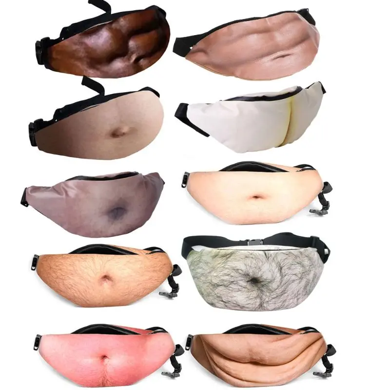 

1Pc Novelty Fun Men Women Dad Bag Dad Bod Waist Bags Beer Fat Hairy Belly Fanny Pack Waist Pocket