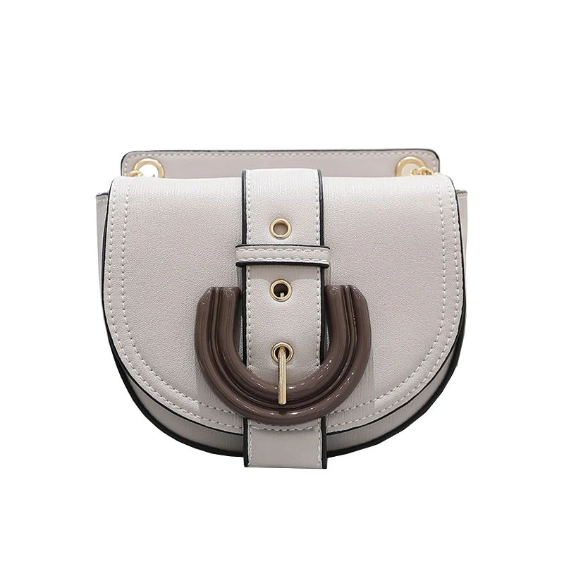 

2019 Women Bag Shoulder Bag Crossbody Bags For Women Pu Hasp Open Pocket Hard Single Chain Shoulder Semi Circle Retro Saddle