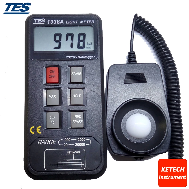

TES-1336A 16000 Point Data Logger Digital LUX Meter,Data Logging Light Meter With Memory Solar Power Meters