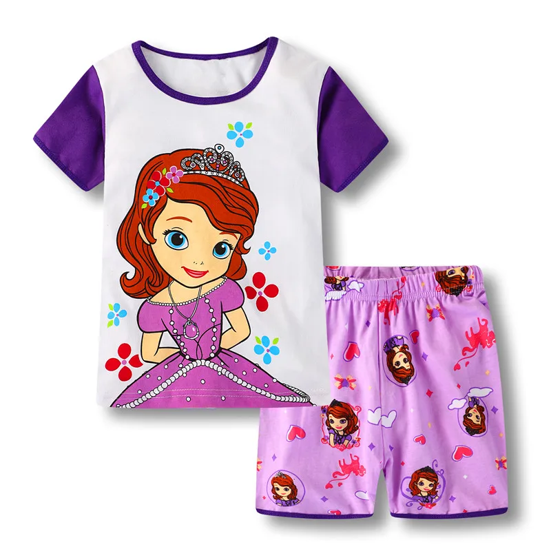 Детские пижамные комплекты с героями мультфильмов, летняя детская хлопковая одежда для сна с короткими рукавами, пижамы для мальчиков и девочек, домашняя одежда для мальчиков, одежда для сна, RF5 - Цвет: color at picture