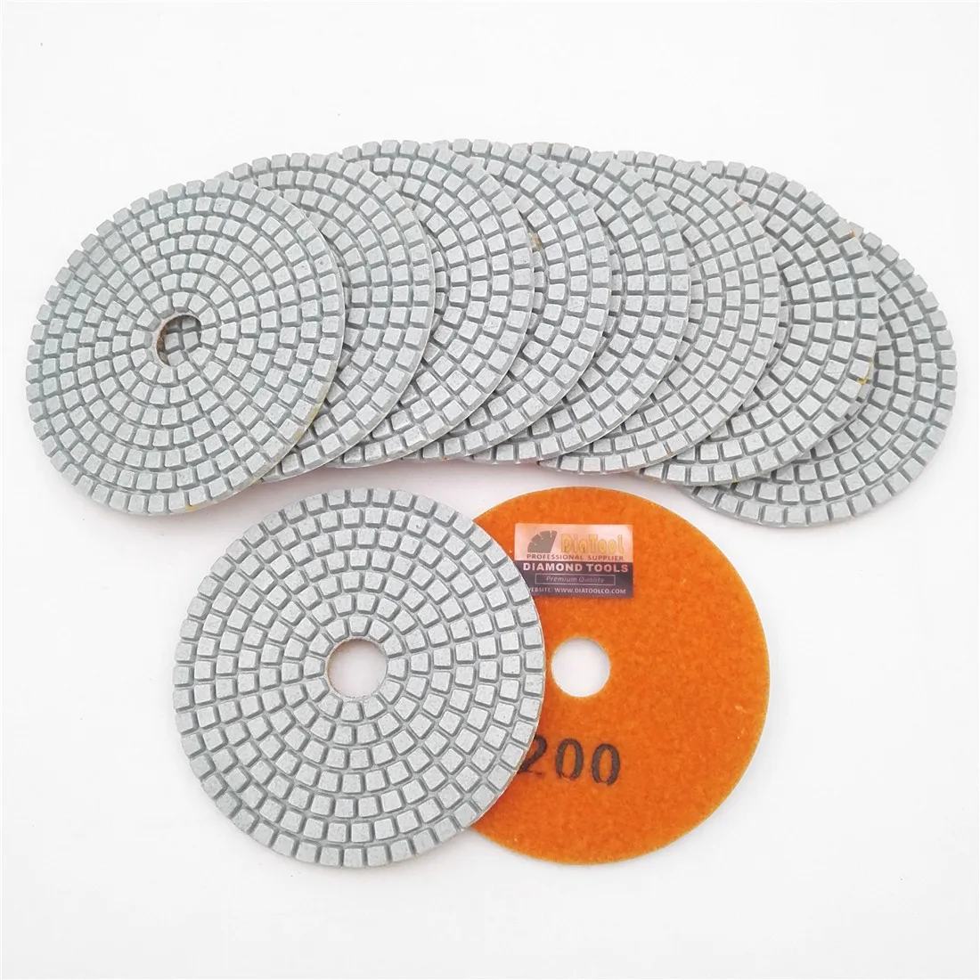 DIATOOL 10pcs 4" Grit 200 Professional White Diamond Wet Polishing Pads Diameter 100mm Resin