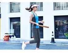 Women’s Yoga Sets Two-piece Vest+nine Cents Pants Comfortable Slim Fitness Breathable Quick Dry Colorful Solid Female Sportswear