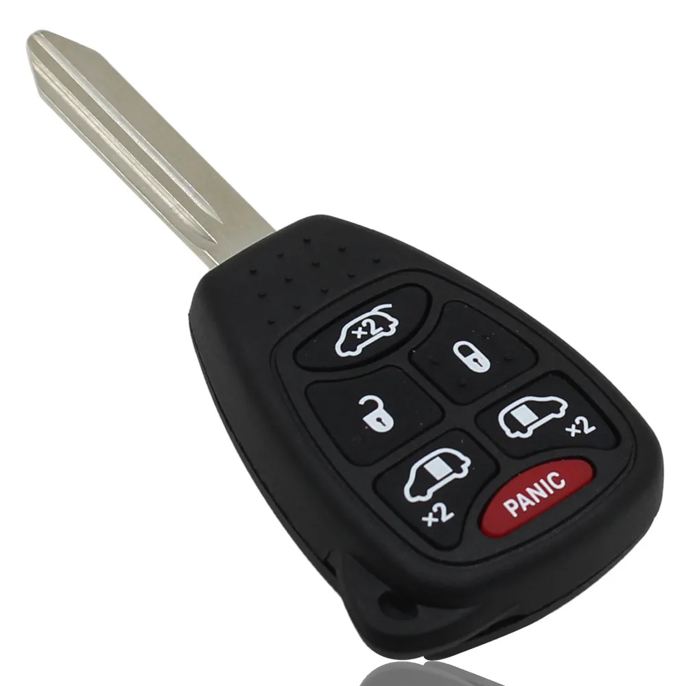 

KEYYOU Uncut Blade Blank Key Remote Shell Case Keyless Fob Cover For Chrysler Town & Country For Dodge For Jeep 6 Buttons