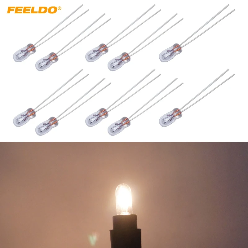 

FEELDO 10pcs Car T3 12V 30MA Halogen Bulb External Halogen Lamp Replacement Dashboard Bulb Light Warm White #MX2687