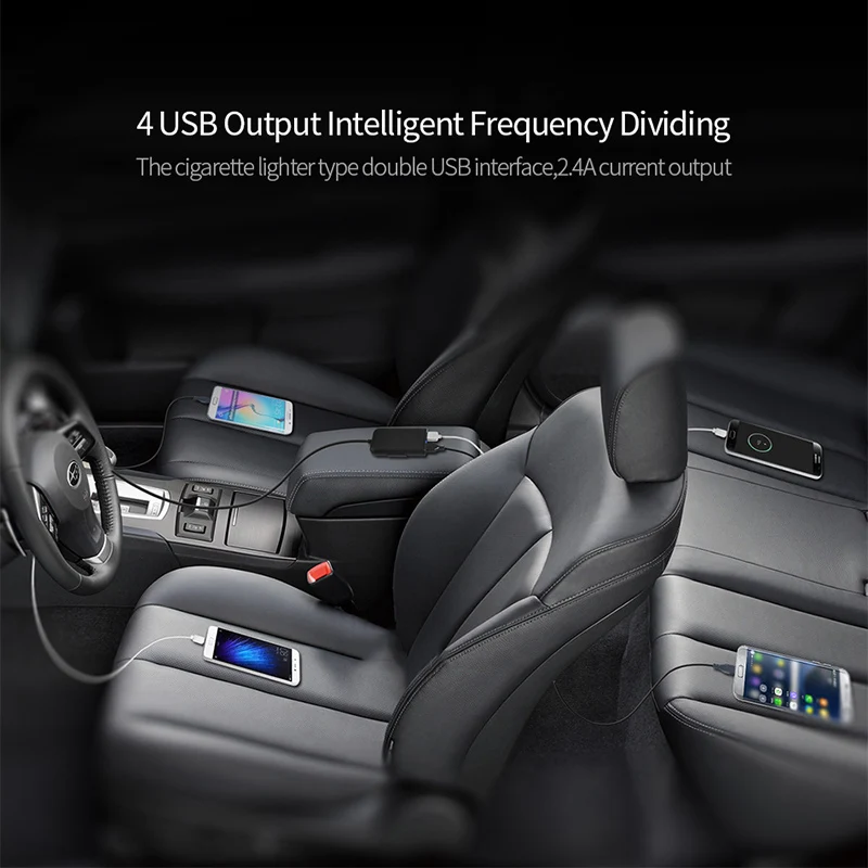 Lamorniea جديد 4 منافذ QC 3.0 2.4A 3.1A USB سيارة شاحن + تمديد كابل سريعة تهمة محول مع المزدوج USB عودة كليب سيارة شاحن