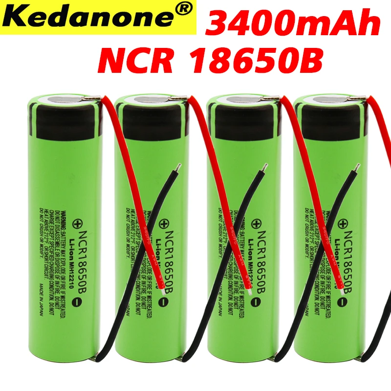 

100% New Original NCR18650BDIY+wire 3.7 v 3400 mah 18650 Lithium Rechargeable Battery For Panasonic Flashlight batteries