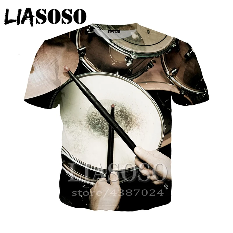 LIASOSO модная футболка 3d принт барабанная установка Топ Костюм Рок t Мужчины wo Мужская Уличная одежда с мотивами из аниме футболка Harajuku рубашки с коротким рукавом E350 - Цвет: 5