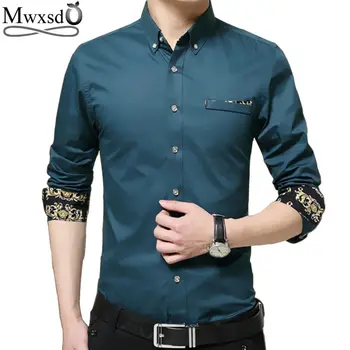 

mwxsd brand casual Mens long sleeve cotton Shirt men slim Fit dress Shirt homme social shirt big size high quality 4xl 5xl