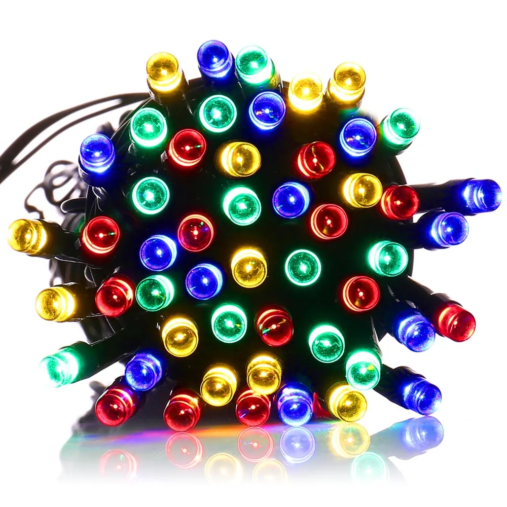 Top Quality Waterproof lederTEK 12m 100 LED Colorful LED Solar Powered Fairy String Lights 8 ...