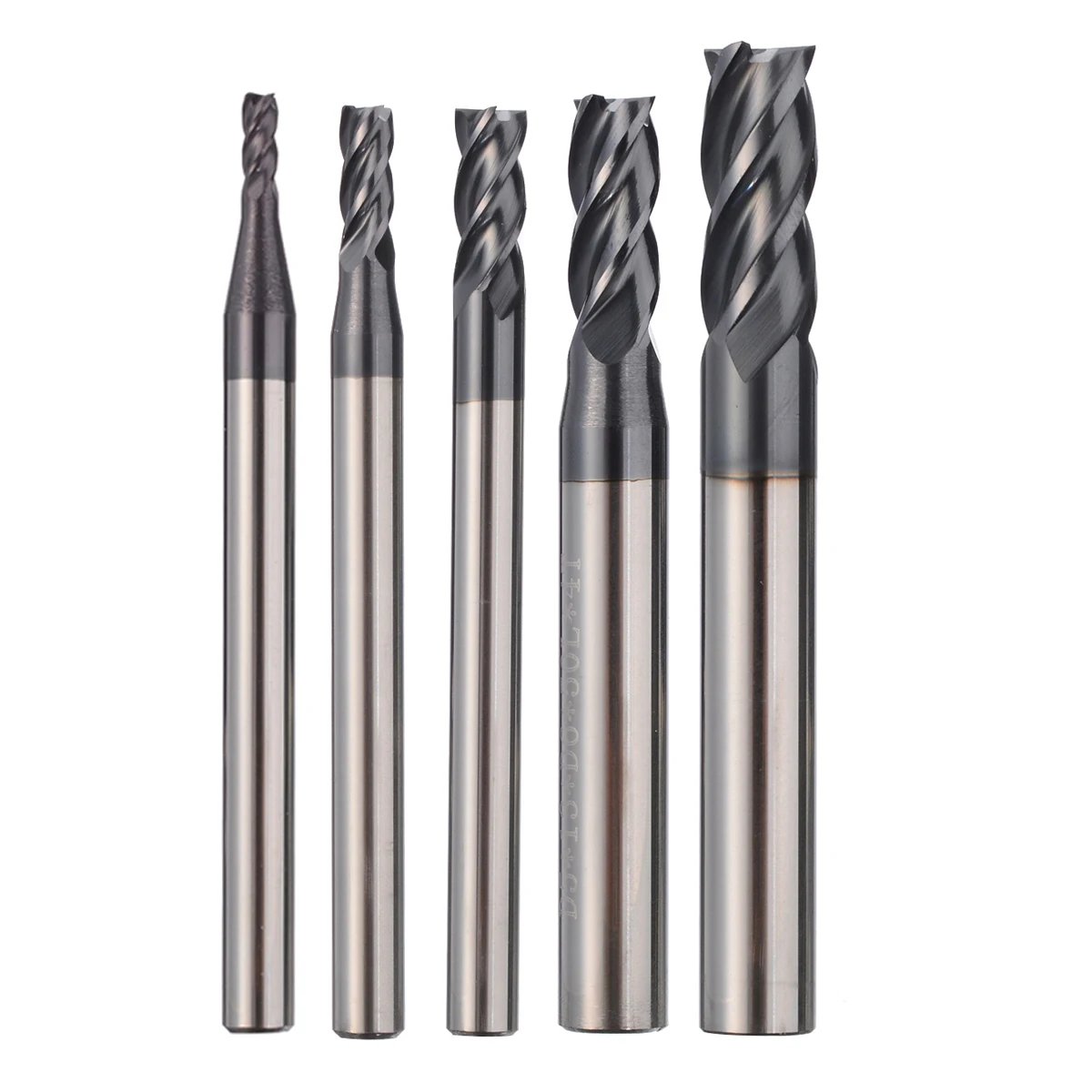 5 PCS Solid Carbide 4 Flute End Mill Shank Tungsten Coated Woodworking Tools 3MM 
