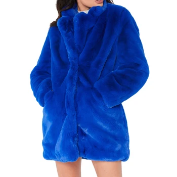 

Winter Warm Shaggy Women Faux Fur Coat Turn-down Collar Long Sleeve Long Plush Coat Jacket Overcoat Party Streetwear Coats Femme