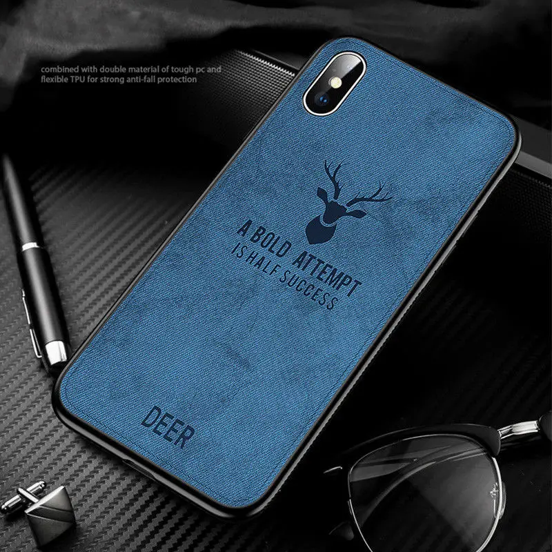 Luxury Canvas Fabric Texture Shockproof Case Cover For iPhone XS Max XR X 7 8 6 6s Plus Retro Back Cover Christmas Gifts