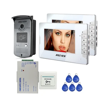 

Wired 7" Color Video Door Phone Intercom System 2 White Screen + 1 700TVL RFID Access Door Camera + Power Control FREE SHIPPING