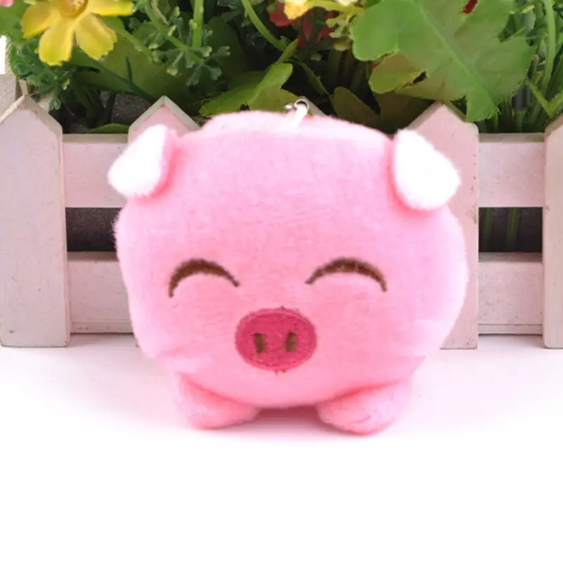 

Keychain Pompom Pendant Girl Women Bag Jewelry Party Gift Kid Toy Plush Doll Key Chain Ring Cartoon Pink Pig Ball