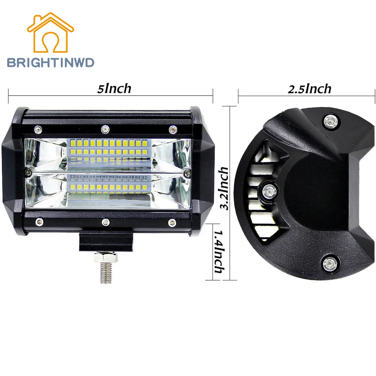 

BRIGHTINWD 5 "LED Strip Forklift Light 72W Work Light Double Row SUV Car Dome Light