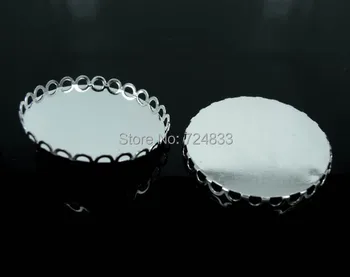 

Silver tone plated Round Pendant Bezel Bases Settings Findings Connectors Glass Cabochon tray for Floating Charm Lockets Making