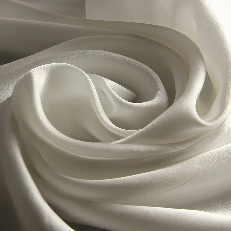 Натуральный шелковый шарф для женщин, роскошный бренд, натуральный шелк из Ханчжоу, шали, шарфы для женщин, Одноцветный шейный платок, Шелковый платок - Цвет: White