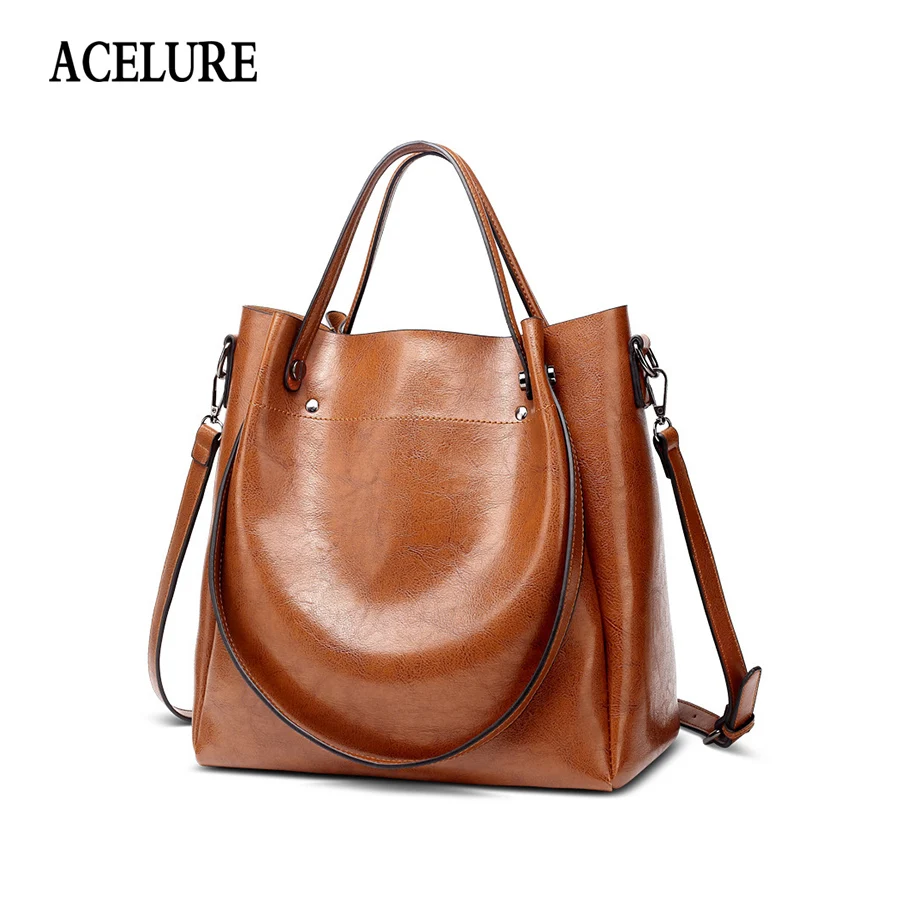 ACELURE النساء الصبح جلدية اليد الأزياء و أسلوب بسيط واحد الكتف دلو سعة كبيرة Crossbody حقيبة كل مباراة