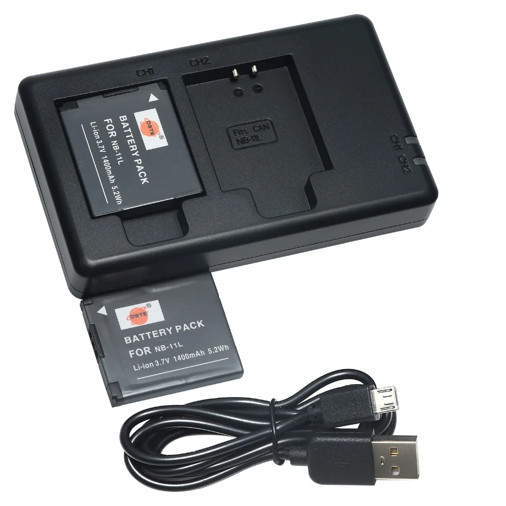 

DSTE Dual Slot Charger with 2pcs NB-11L nb-11l Li-ion Battery for Canon IXUS 125 155 150 132 265HS 240HS A3400 A4000 Camera
