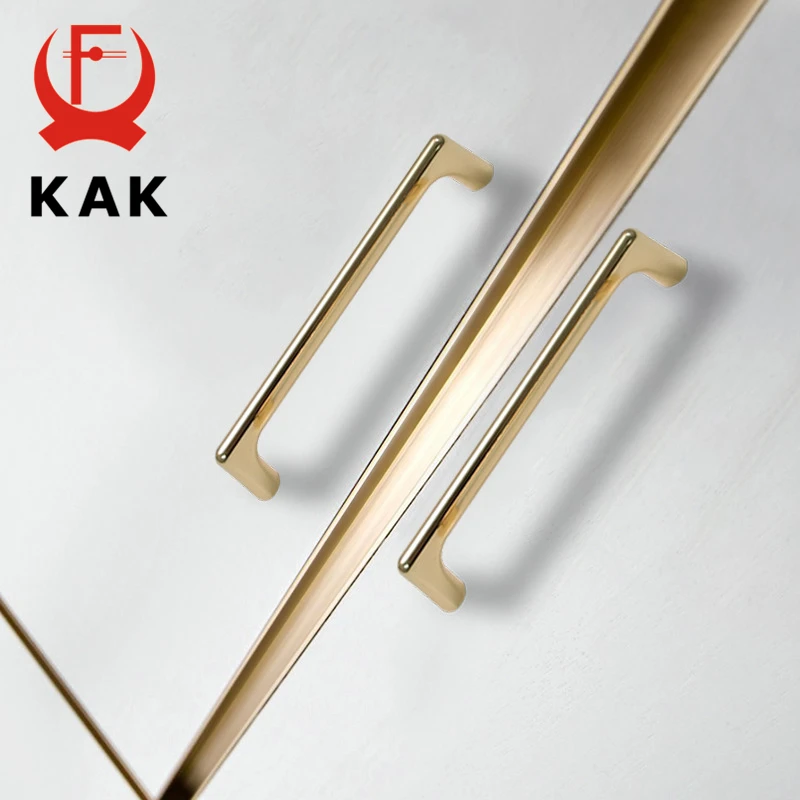 Модные яркие золотые ручки KAK для шкафа однотонные ящиков кухонные дверей