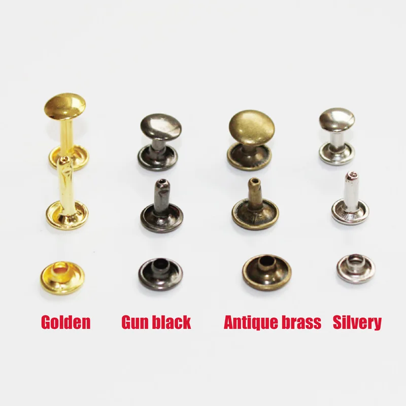 

25pcs Double Cap Rivet Tubular Metal Studs Bag Leather Craft Repair Antique brass/silvery/golden/black