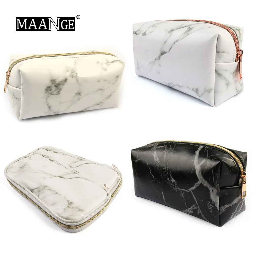 

MAANGE New Fashion 1PCS Marble Multi-Function Purse Box Travel Makeup Cosmetic Bag Toiletry Pencil Case Make Up Brushes Bag
