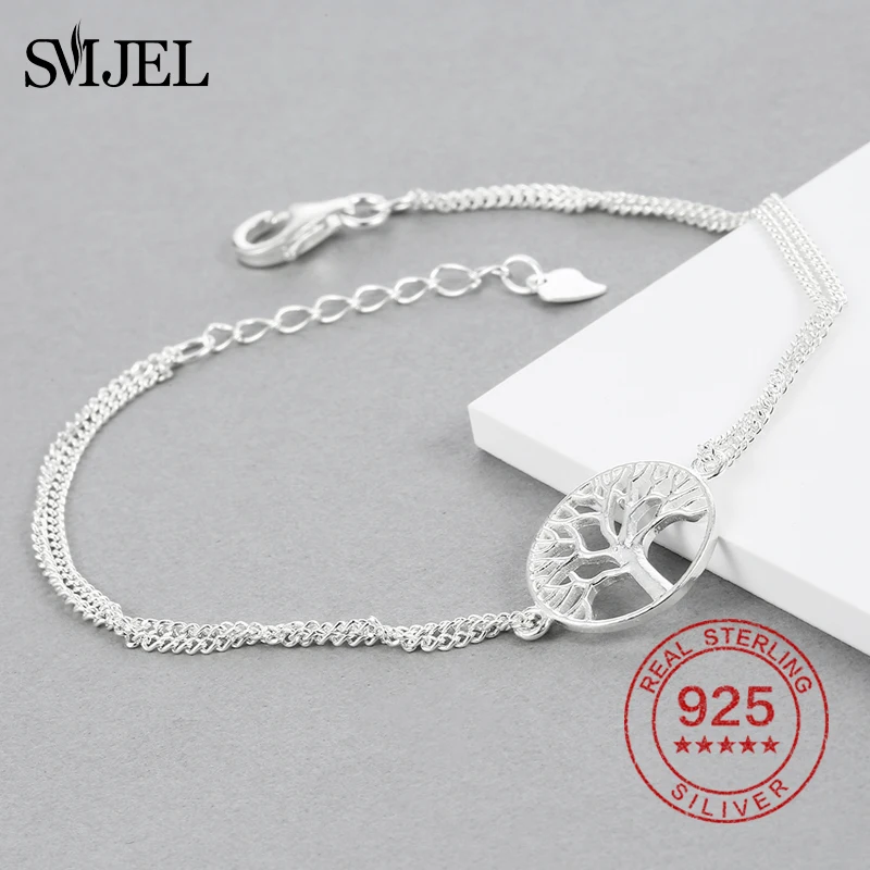 SMJEL,, 925 пробы, серебряный, древо жизни, браслеты для женщин, детей, дружба, браслеты с пожеланиями, Винтаж, бохо, ювелирное изделие, подарок