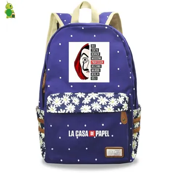 

Mochila La Casa De Papel Backpack Women Backpack Flower Wave Point School Bags for Teenage Girls Laptop Backpack Travel Bags