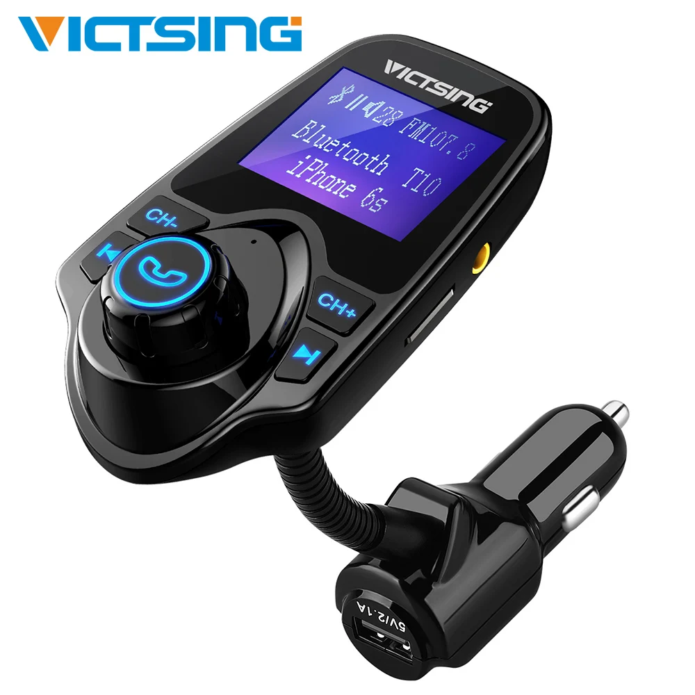 

Bluetooth FM Transmitter USB Car Charger Wireless Car Kit Radio Transmitter Adapter with 3.5mm Audio Port 1.44Inch Display