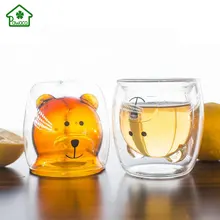 250 мл Термостойкое стекло креативный милый мультяшный медведь двухслойная кофейная прозрачная стеклянная чашка сок молоко чашка для завтрака подарок