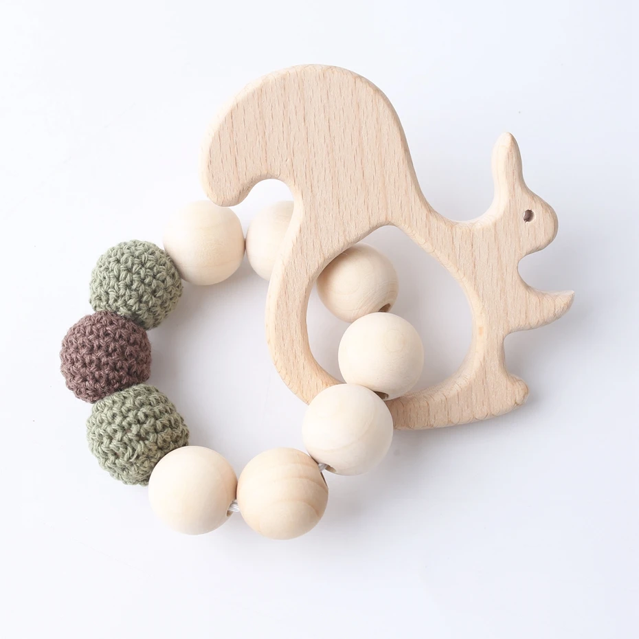 Пищевой Деревянный браслеты ручной работы с различными животными форма предложение выбрать для детей игрушки жевательные крючком бусины детские зубы