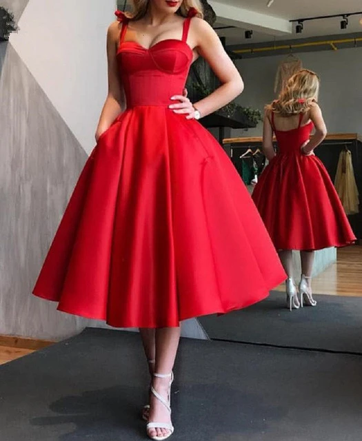 Hot Sale Simple Red Prom Dress Puffy 