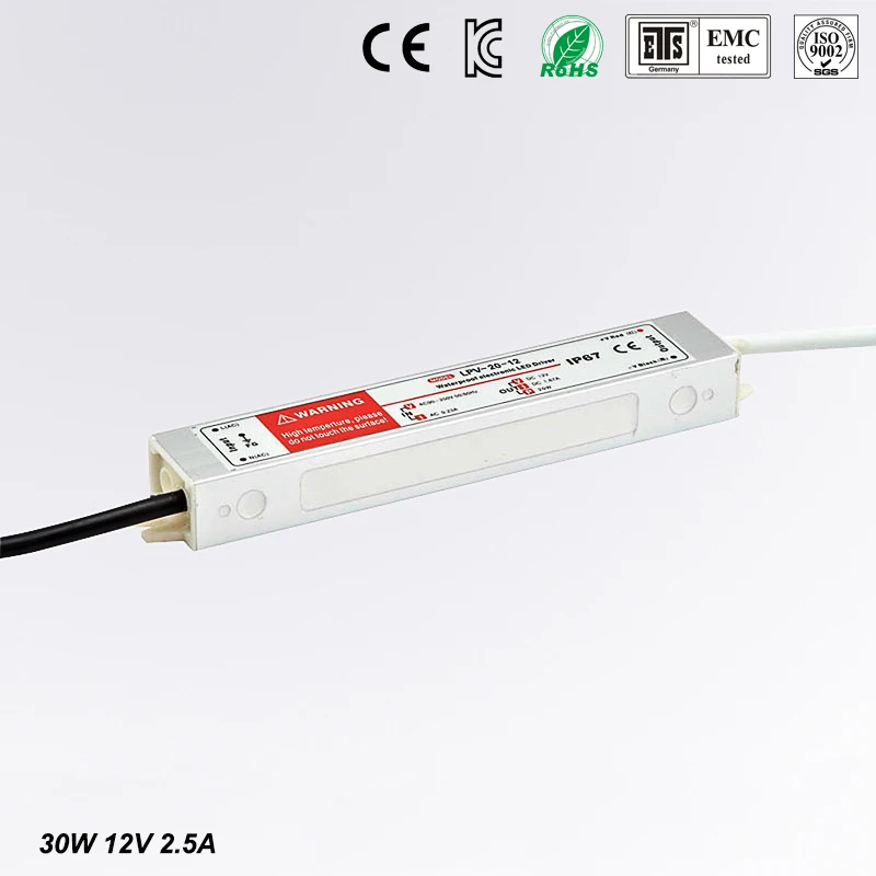 

LED Driver Power Supply Lighting Transformer Waterproof IP67 Input AC170-250V DC 12V 30W Adapter for LED Strip LD504